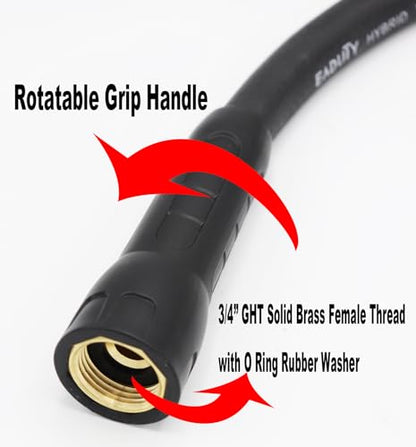 Hybrid Garden Hose 5/8 IN. x 50 FT, Heavy Duty, Lightweight, Flexible with Rotatable Grip Handle and Solid Brass Fittings, Gray+Orange - size: 50 FT