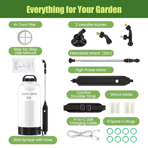 Battery Powered Sprayer 2 Gallon Electric Pump Lawn & Garden Sprayer - color: off-white