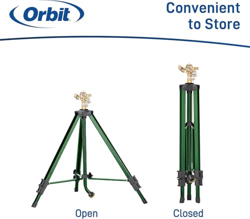 2-Pack Orbit 1/2 -inch Heavy-Duty Brass Impact Sprinkler on Adjustable 22-48-inch Metal Tripod Base - style: 2-Pack Brass Impact Sprinkler