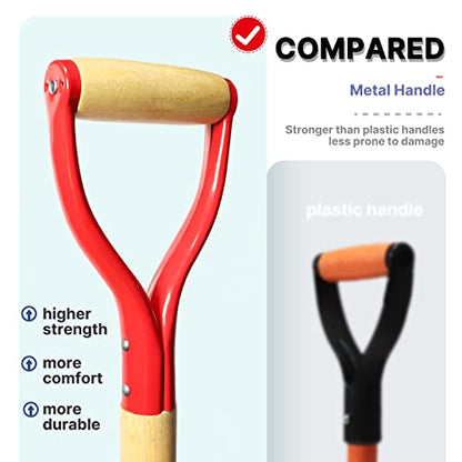 Drain Spade Shovel, Garden Drain Spade, Trenching Shovel, Woode D-Handle, Steel Y-Grip, 45 Inch Spade for Digging Transplanting & Edging (Red) - color: Wood handle