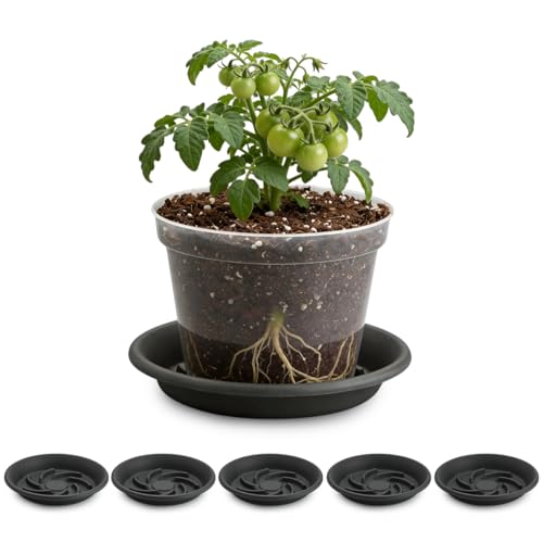 Plant Saucers for Pots 10 Inch 5 Pack, Heavy Duty Elevated Drip Tray, Gray - size: 10IN-5P