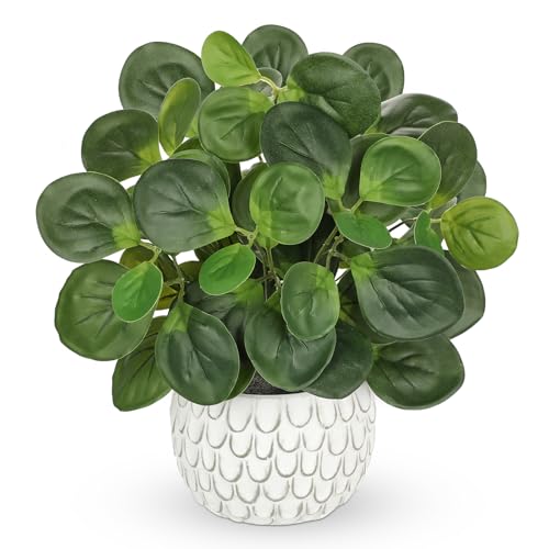 13" Artificial Plants Indoor Small Fake Plant in White Ceramic Pot - color: #Green #2