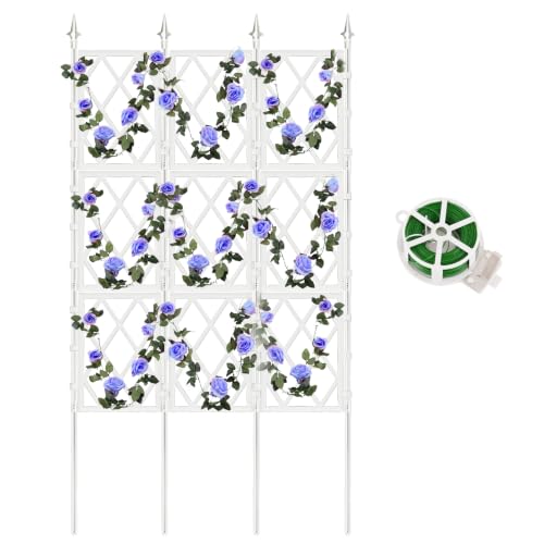 WellSign 63 Inch Metal Pipe Garden Trellis for Climbing Plants Outdoor - color: White