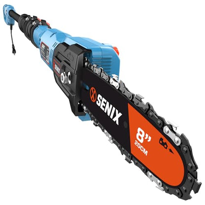 SENIX 8A Corded Electric Pole Saw | 8-Inch Cutting Bar & 14.8ft Max Reach Telescoping Pole, Lightweight Branch Cutter for Effortless Tree Trimming and Pruning - style: 8A Electric Saw