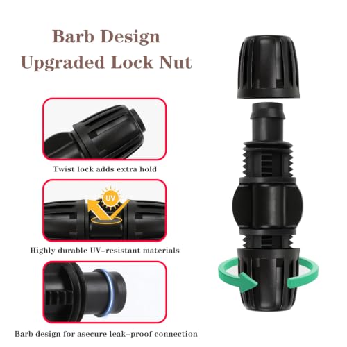 QRITY 1/2 Inch Drip Irrigation Fittings Lock Barbed Straight Connectors - size: C
