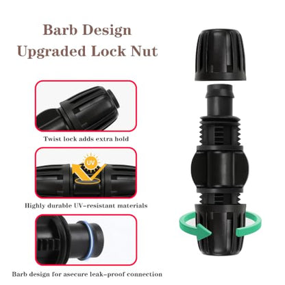 QRITY 1/2 Inch Drip Irrigation Fittings Lock Barbed Straight Connectors - size: C