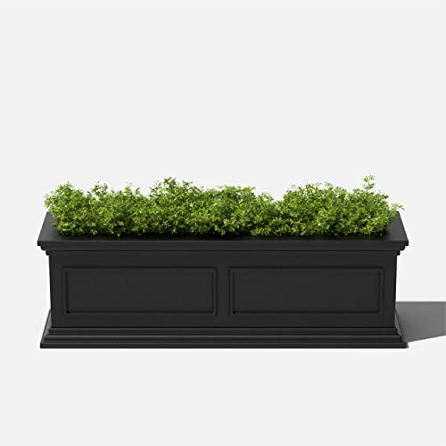 Veradek Brixton Series Window Box Planter - Rectangular Outdoor Planter - color: Black, size: 11"H x 11"W x 36"L