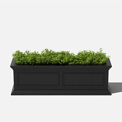 Veradek Brixton Series Window Box Planter - Rectangular Outdoor Planter - color: Black, size: 11"H x 11"W x 36"L
