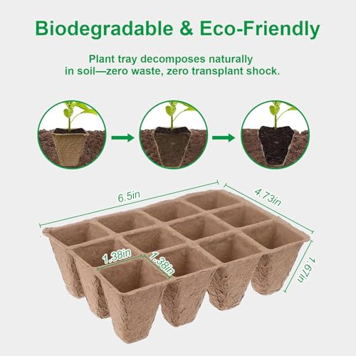 Seedling Starter Trays,Biodegradable Seed Starter Trays for Seedlings,Eco-Friendly Peat Pots(60 Cells - 5 Pack) - size: 5 Pack