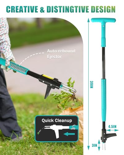 39" Weed Puller Tool, Heavy Duty Detachable Stand Up Garden Weeding Tool - color: Common Teal, size: T-shaped Handle