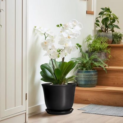 Ceramic Pots for Plants, 10 Inch Plant Pot with Drainage, Black - color: Black, size: 10 Inch