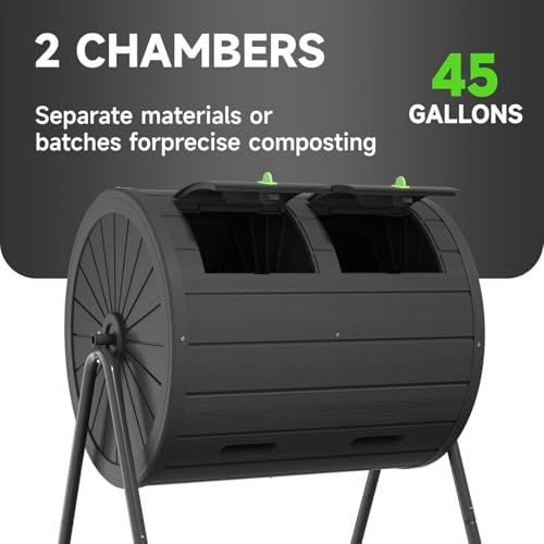 Compost Bin 45 Gallon Outdoor, Black