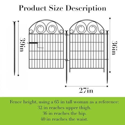 Getlay Tall Garden Fence Animal Barrier with Gate, 36 in(H) 14 Panels Garden Fences and Borders for Dogs, Dog Fence Outdoor for Yard, Total Length 30.6 Ft Metal Temporary Fencing│Patented - size: 36''(H)-14panels-30.6ft(L)