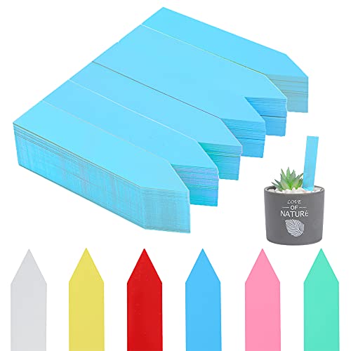 600 Pcs 4" Plant Labels Plastic Waterproof Plant Tags Seed Pot Marker Nursery Garden Seed Stake Tags Plant Classification Sorting Sign Flower Mark (Blue) - color: Blue