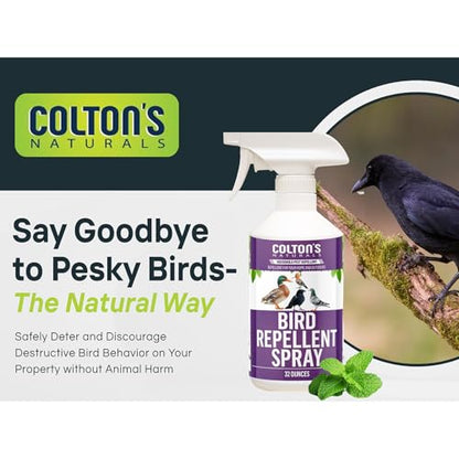 Bird Repellent Spray (32 OZ) Deter Birds from Outdoor Surfaces, Garden Areas Deterrent Natural Woodpecker, Pigeon and More Natural