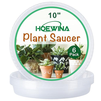 Plant Saucer Tray, 6 Pack 10 Inch Plastic Plant Saucers for Indoor Outdoor - size: 10 INCH