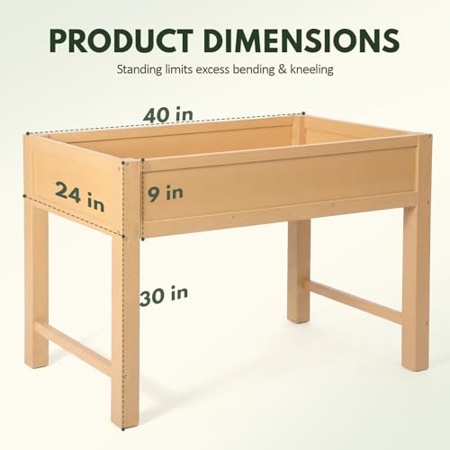 PASAMIC Raised Garden Bed with Legs, 40" HIPS Sturdy Elevated Planter Box - color: Wooden, size: 40x24x30in