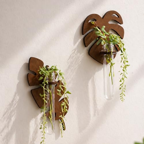 Artilady Plant Propagation Station Wall Hanging, Planter Terrariums Tube - color: Leaves