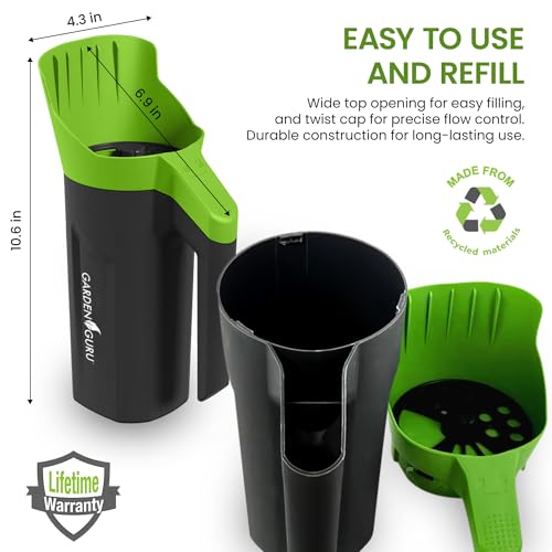 Garden Guru Handheld Seed Spreader Shaker – Multi Use Grass Seed, Fertilizer, Salt, Ice & Snow Melt Spreader – Adjustable Twist Cap w Multiple Size Openings – Lightweight 1L Capacity Hand Seeder - size: 1 Pack