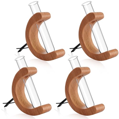 4 Pcs Mini Car Vase Vent Clip Propagation Vase, Light Wood Color - color: Light Wood Color