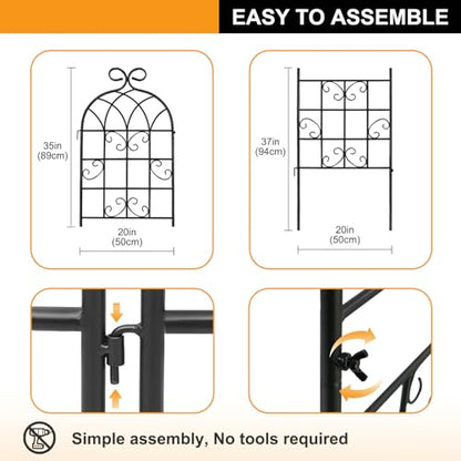 YOBAZAN Metal Garden Trellis 71"x40", Plant Support Trellis - style: 2 Pack