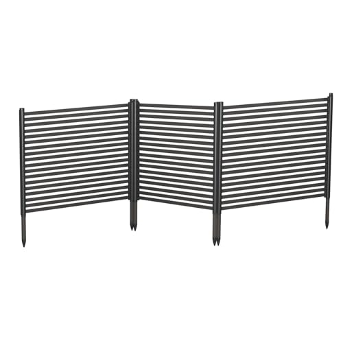 Outdoor Privacy Screen, 3-Panel No Dig Metal Barrier for Animals, Rustproof Outdoor Decorative Fence for Flower Beds, Patio, Backyard, Vegetable Gardens