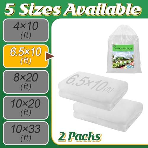 Alphatool 2 Pack 6.5x10ft Garden Netting, Ultra Fine Mesh Plant Covers - size: 6.5 x 10 ft (2 pack)