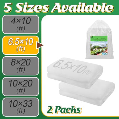 Alphatool 2 Pack 6.5x10ft Garden Netting, Ultra Fine Mesh Plant Covers - size: 6.5 x 10 ft (2 pack)
