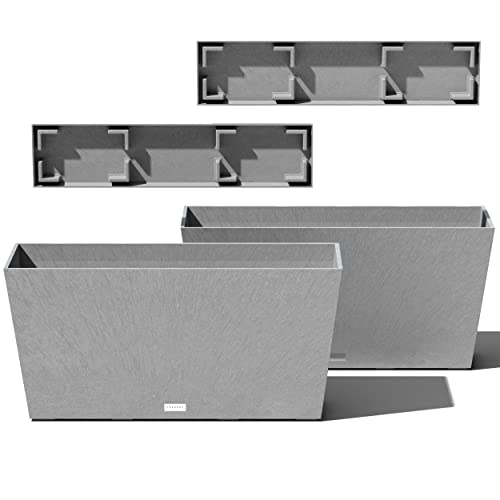 Veradek Pure Series Midori Planter & Drip Tray - Wide Outdoor Planter Set - color: Gray, size: 31 inch - 2 pack with saucers