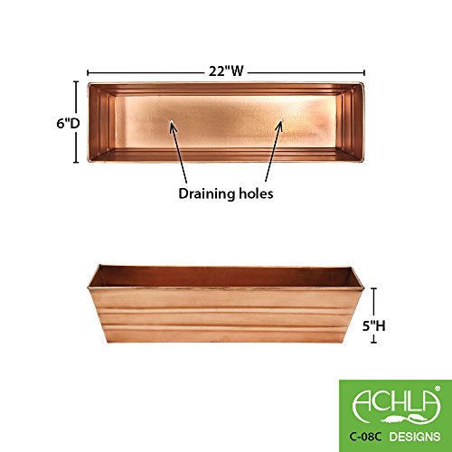 Achla Designs Copper PlatedWindow Flower Box Planter-Small (22" L x 6" W x 5" H) - color: Copper, size: Small
