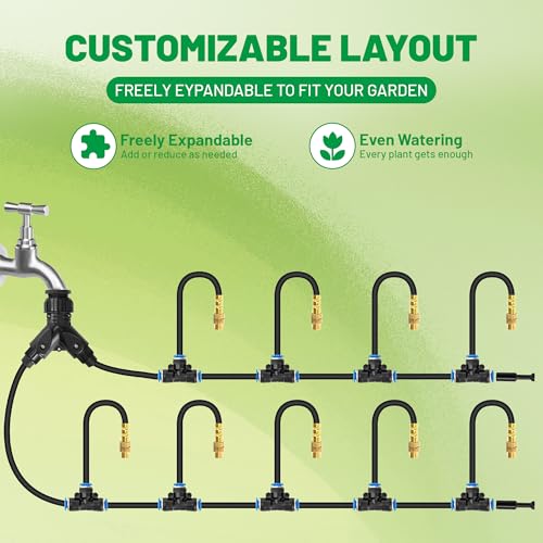 Drip Irrigation System 50FT 1/4" 2026-Upgrade Garden Sprinkler Kit - size: 50FT