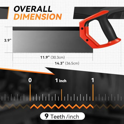 Auto Dynasty 12" Wood Handsaw, Dual Side Grinding Teeth Hand Saw with Non-Slip Comfort Grip for Sawing, Trimming, Gardening, Cutting Wood, Drywall, Plastic Pipes (Red) - style: 12“ Hand Saw