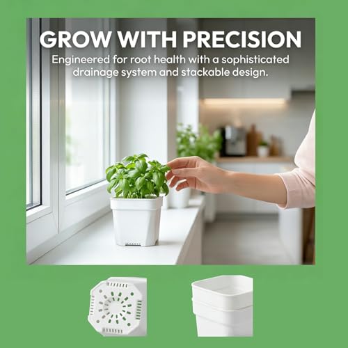 24Pcs 3"Square Plastic Plant Pots,White Nursery Pots with Drainage Hole,Seedling Nursery Transplanting Planter Container for Plants,Succulent,Garden,Flower,Home,Office,Balcony Decor,Indoor,Outdoor