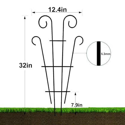 Mklsit 32" Metal Plant Trellis for Climbing Plants Support, 4 Pack - size: 32" Wave Shape