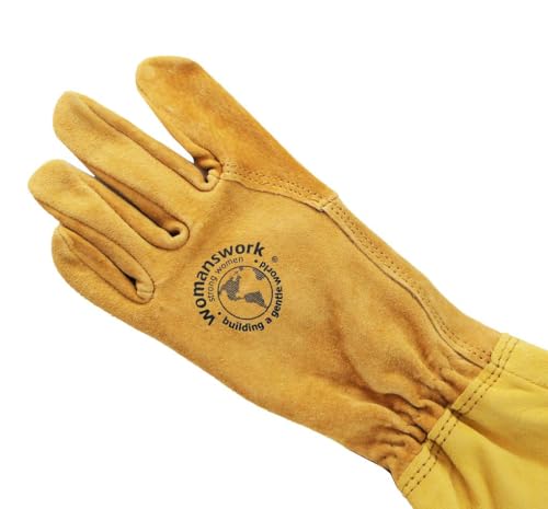 Womanswork Rose Gauntlet Leather Garden Gloves – Made in the USA - size: Small