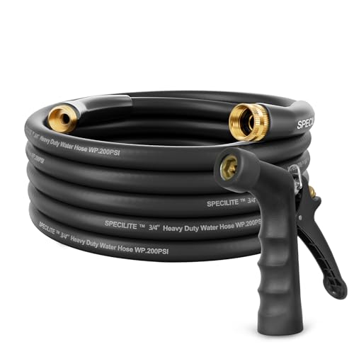 SPECILITE 3/4" Hot/Cold Garden Water Hose 25 ft, -50℉-158℉, Black - size: 3/4in x 25ft
