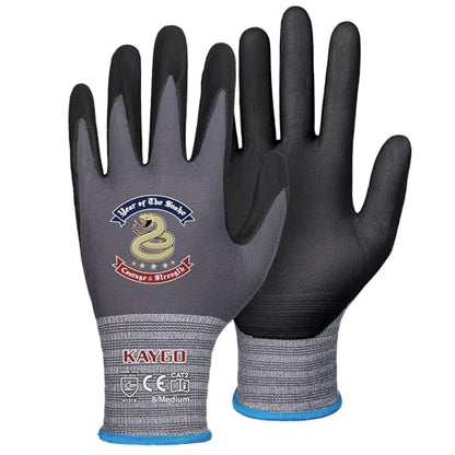 KAYGO Safety Work Gloves, MicroFoam Nitrile Coated, Men Women,KG18N - color: Gray (Snake Edition), size: Medium
