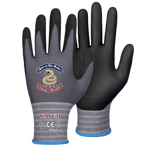 KAYGO Safety Work Gloves, MicroFoam Nitrile Coated, Men Women,KG18N - color: Gray (Snake Edition), size: Medium