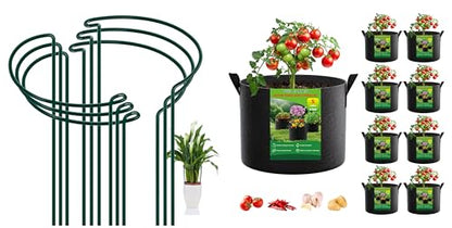FEED GARDEN Grow Bags+Plant Support Stakes Bundle