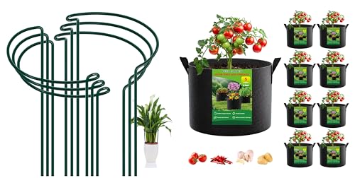 FEED GARDEN Grow Bags+Plant Support Stakes Bundle
