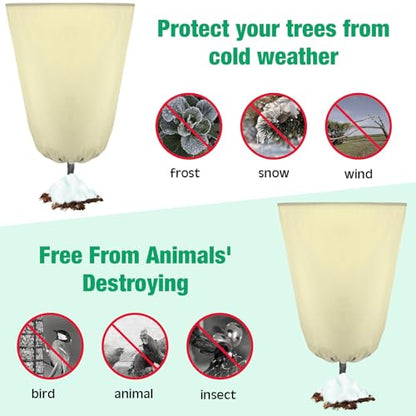 4 Pcs Plant Covers Freeze Protection 35.4" x 59", Beige - color: Beige
