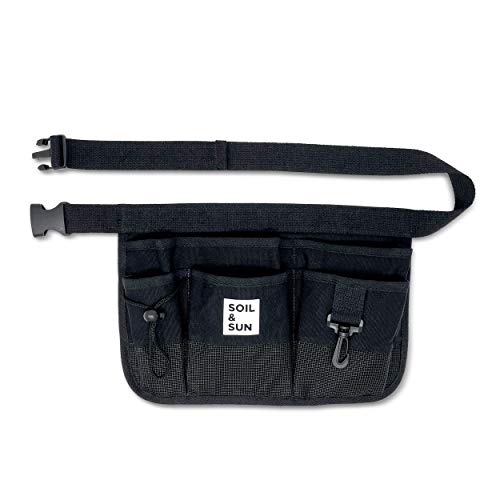 Soil & Sun Garden Tool Belt for Women, Tool Apron, Utility Belt Women, Teacher, Canvas Waist Apron with Pockets,Garden Aprons - color: Black