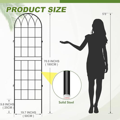 DoCred 4 Pack Garden Trellis for Climbing Plants, 71 Inch Metal Trellis - color: Black, size: 71''H x 20''W/4 Pack