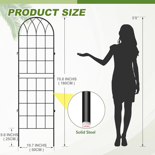 DoCred 4 Pack Garden Trellis for Climbing Plants, 71 Inch Metal Trellis - color: Black, size: 71''H x 20''W/4 Pack
