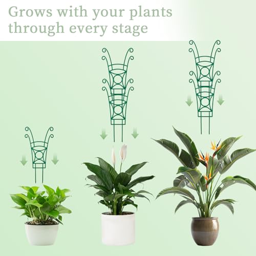 12 Pack Stackable Plant Trellis for Potted Plants, Garden Trellis Supports Peas, Ivy & Flowering Vines, Plastic Climbing Plant Support (Green) - size: 12 Pack