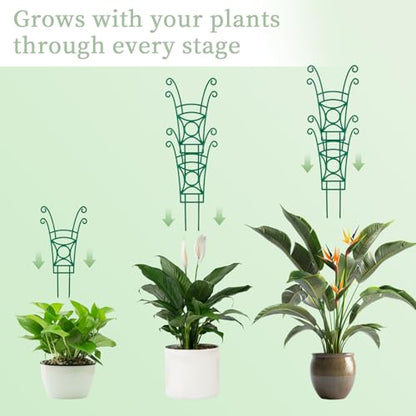 12 Pack Stackable Plant Trellis for Potted Plants, Garden Trellis Supports Peas, Ivy & Flowering Vines, Plastic Climbing Plant Support (Green) - size: 12 Pack