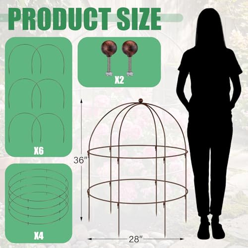 2 Pcs 36 × 28" Bronze Bird Cage Peony Climbing Plant Support Heavy Duty Metal Cage Large Plant Support Outdoor Garden Trellis for Peonies, Baptisia, Sedum & Other Perennials - size: 36 x 28"