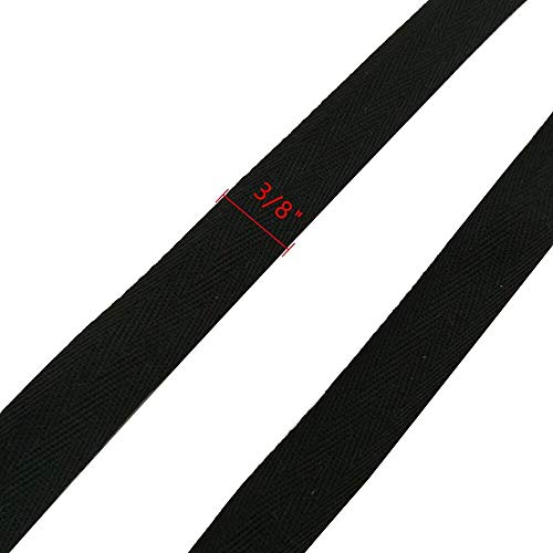 Natural Cotton Twill Tape 50 Yards 3/8 Inch Bunting Bias Tape Herringbone Webbing Tape Roll for Apron Sewing Dressmaking Craft (Black) - color: Black, size: 3/8inch