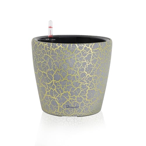 Dexceder 9x8 Self Watering Planter (Grey Gold Crackle) - color: Grey Gold, size: 9x8
