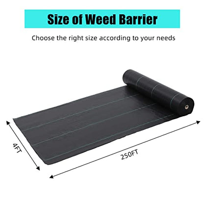 4ft x 250ft Premium Weed Barrier Landscape Fabric, 5oz Heavy Duty, Weed Control Fabric, High Permeability Good for Flower Bed, Driveway Fabric Ground Cover - size: 4*250FT & 5oz